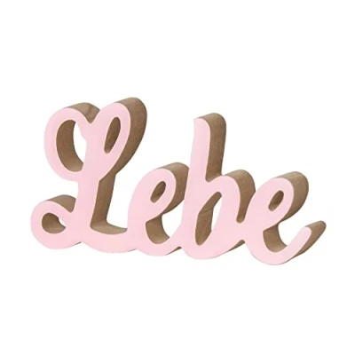 Abbildung von levandeo Schriftzug Lebe L20cm Pastell Rosa Holz Tischdeko Deko Aufsteller Buchstaben Wohndeko