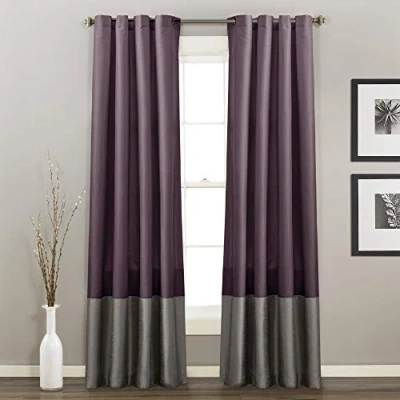 Abbildung von Lush Decor White Prima Fenstervorhänge Set, für Wohnzimmer, Esszimmer, Schlafzimmer, 137,2 x 213,4 cm, Grau/Violett