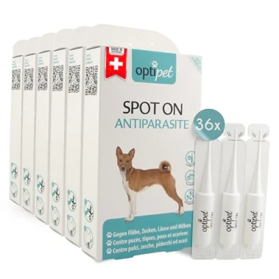 Abbildung von Optipet Spot On für Hunde 36x1,5ml Pipetten, Hochwirksam bis zu 144 Wochen gegen Milben, Flöhen, Zecken, Läusen