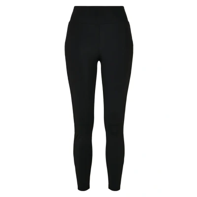 Abbildung von Urban Classics Ladies Highwaist Shiny Stripe Leggings Hosen, Damen, Größe: Large, Black/black