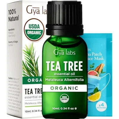 Abbildung von Gya Labs Ätherisches Bio Teebaumöl für die Haut 100% Reines Natürliches Australisches Teebaumöle Haare, Gesicht, Zehennägel, Kopfhaut &amp; Piercings (10ml)