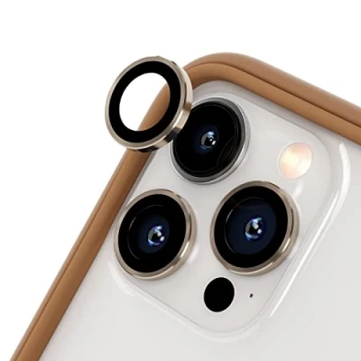 Abbildung von RhinoShield 9H Tempered Glass Kameraprotektoren, kompatibel mit [iPhone 14 Pro / Max] Stoß und Kratzfest, hohe Klarheit, explosionssicheren Schutz, Anti Beschlag Technologie Gold