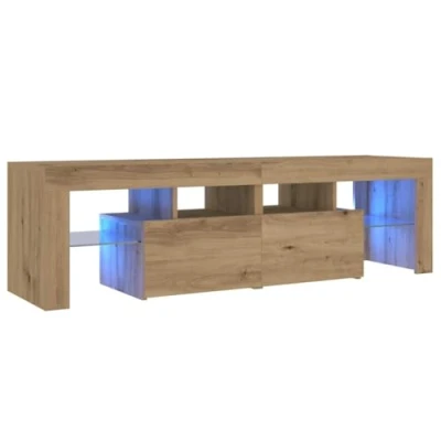 Abbildung von vidaXL TV Schrank, Fernsehtisch mit Stauraum LED Leuchten, Lowboard für Fernseher, Fernsehschrank Wohnzimmer, Artisan Eiche Holzwerkstoff