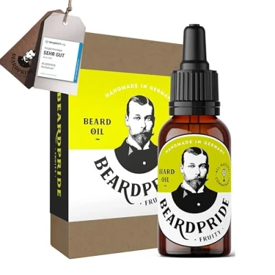 Abbildung von BEARDPRIDE Bio Bartöl Herren I Original Bart Öl aus dem Barbershop Bartpflege für weichen 100% naturreines Bartwuchsöl Beard Oil