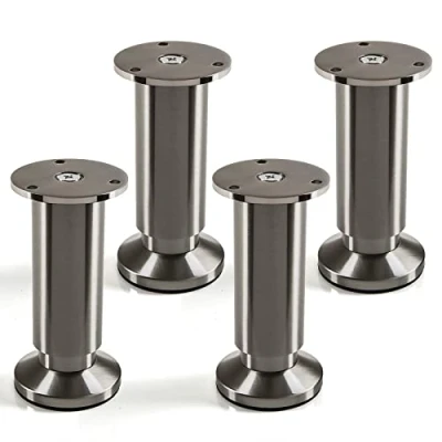 Abbildung von 4er Set Möbelfüße ALPHA verstellbar Tischbeine Edelstahloptik gebürstet, belastbar bis 250 Kg, Höhe: 120 mm von SO TECH