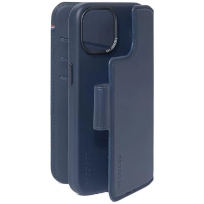 Abbildung von Apple iPhone 15 Plus Hülle Echtleder Decoded Klapphülle/2 in 1 Case Handyhülle Dunkelblau