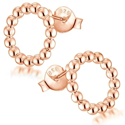 Abbildung von Materia Paar Ohrstecker Damen Rosegold Kreis Kugeln Ø11mm SO 408, Sterlingsilber, rosevergoldet