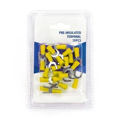 Abbildung von Vorisolierte gelbe SV1.25 4 Stecker (20 Stück pro Blister) für sichere und effiziente Verbindungen in Elektroprojekten, perfekt den professionellen privaten Gebrauch.