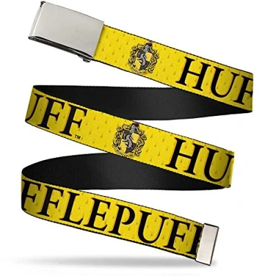 Abbildung von Buckle Down Jungen Web Belt 1.5&quot; Gürtel, Harry Potter Hufflepuff &amp; Wappen Gelb/Schwarz, 4 cm Breit / 42 Hosen Größe