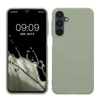 Abbildung von kwmobile Hülle kompatibel mit Samsung Galaxy A16 5G weiches TPU Silikon Case Cover geeignet für kabelloses Laden Graugrün