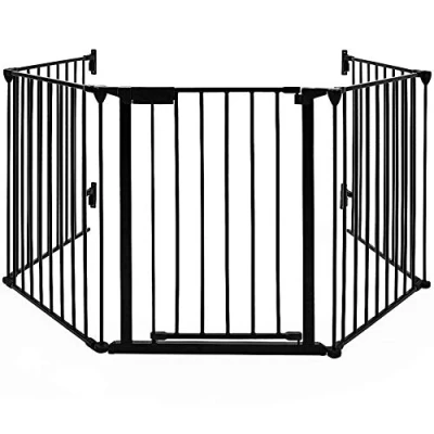Abbildung von YIZHE Kaminschutzgitter Metall 310 cm Premier Türschutzgitter/Treppenschutzgitter zum Klemmen, Absperrgitter faltbar Konfigurationsgitter inkl. 5 Elementen, Tür
