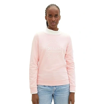 Abbildung von TOM TAILOR Denim Damen Sweatshirt mit Logo Print, Light English Rose, XXL