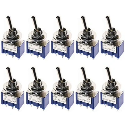 Abbildung von ETOPARS 10 Stück Blau Mini Miniatur Kippschalter EIN 6A 125V / 3A 250V 3 Kontakte SPDT 2 Position Auto Armaturenbrett Wippschalter Lötanschluss