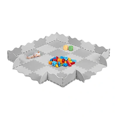 Abbildung von relaxdays Lernspielzeug 36 teilige Puzzlematte mit Rand, Grau