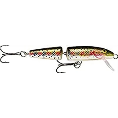 Abbildung von Rapala Jointed Angelköder Angelzubehör aus Balsaholz Süßwasser Spinnköder Lauftiefe 1.2 2.4m Fischköder 11cm, 9g Hergestellt in Estland Rainbow Trout