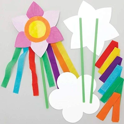 Abbildung von Baker Ross AX878 Blumen Zauberstäbe Set 8 Stück, Kreativset für Kinder zum Basteln, ideal die Schule oder Zuhause