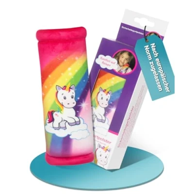 Abbildung von HiTS4KiDS Gurtpolster Auto für Kinder Schulterpolster passend Sicherheitsgurt &amp; Rucksack Gurtschutz mehr Komfort auf der Reise Gurtschoner Mädchen (Einhorn 20cm)