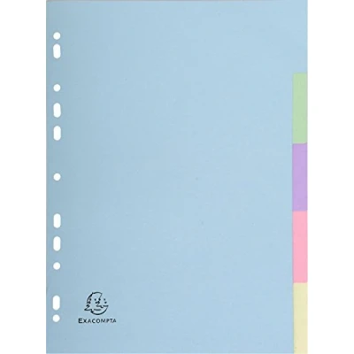 Abbildung von Exacompta 1605E Pastell Register Forever für DIN A4 aus Recyclingkarton 5 teilig volle Höhe 22 x 29,7 cm vollfarbig Farben Blauer Engel Pastellcolor Aquarel Trennblätter Trennstreifen