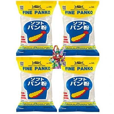 Abbildung von yoaxia ® 4er Pack [ 4x 200g ] FINE PANKO Brotkrumen nach japanischer Art (fein) / Tempura Bread crumbs + ein kleiner Glücksanhänger gratis