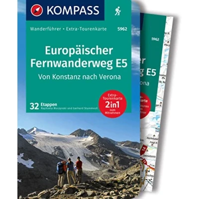 Abbildung von KOMPASS Wanderführer Europäischer Fernwanderweg E5, Von Konstanz nach Verona, 32 Etappen mit Extra Tourenkarte: GPS Daten zum Download