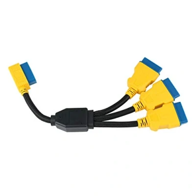 Abbildung von OURANTOOLS OBD 2 Verlängerungskabel Adapter Kompatibel Extender Diagnosestecker mit Nylon Material für Fahrzeuge Diagnosegerät (16 Pin 1 Male to 3 Female 35cm)