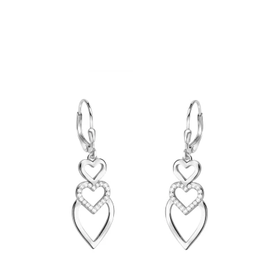 Abbildung von SOFIA MILANI Damen Ohrringe 925 Silber mit Zirkonia Steinen Dreifaches Herz Ohrhänger E2708