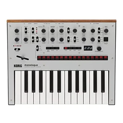 Abbildung von Korg Monolog monophoner Analogsynthesizer mit Voreinstellungen silber