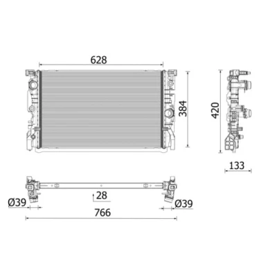 Abbildung von MAHLE ORIGINAL CR 2696 000P Kühler, Motorkühlung Aluminium 628 384 28 Kühlrippen gelötet BMW: 5 Limousine