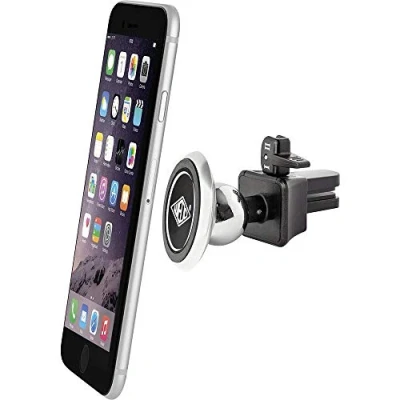 Abbildung von WEDO 6006001 Dock IT KfZ Magnet Smartphone Halterung für Auto Lüftungsschlitz, Universal alle Geräte, 360 Grad Kugelgelenk, 2 Stufen Kippschalter, gummierter Stecker schwarz