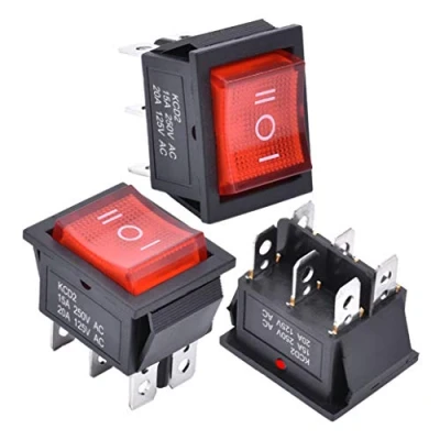 Abbildung von APIELE 3 Stücke Kippschalter,3 Position EIN Aus mit LED Schalter DPDT 6 Pins Wippschalter,250V 16A Taste Rocker Kippschalter Für Häuser, Industrie,DIY KCD2 203N (rot)
