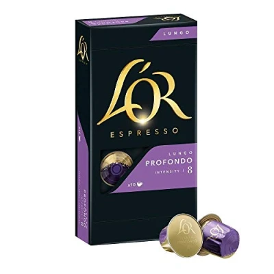 Abbildung von L&#039;OR Kaffeekapseln Lungo Profondo, 100 Nespresso®* kompatible Kapseln, 10er Pack, 10 x Getränke