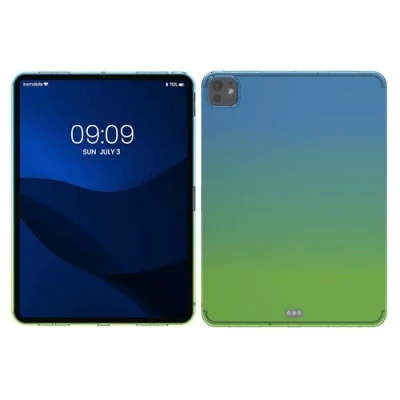 Abbildung von kwmobile Schutzhülle kompatibel mit Apple iPad Pro 11&quot; (2024) Hülle Silikon Tablet Cover Case Zwei Farben Blau Grün Transparent
