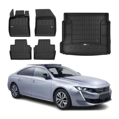Abbildung von OMAC Fußmatten &amp; Kofferraumwanne Set kompatibel mit Peugeot 508 2018 2024 Gummi Schwarz 5X