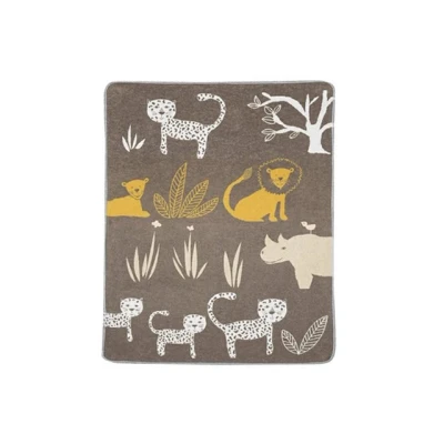 Abbildung von David Fussenegger Babydecke braun mit Dschungel Motiv aus Baumwolle 70x90 cm flauschig weich