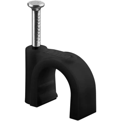 Abbildung von goobay 64683 Kabelschelle 100er Set / Kabelhalterung zur Kabel Befestigung bis zu 10mm Durchmesser Kabelklemme mit Nagel für Wand, Türrahmen, Ecken und Aufputz 100 Stück Schwarz