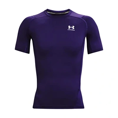 Abbildung von Under Armour Herren HeatGear Compression Short Sleeve T Shirt Kurzärmelig, Violett (500)/Weiß, XL