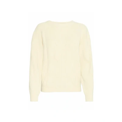 Abbildung von ICHI IHBosten Damen Strickpullover Grobstrick Pullover Pulli mit Rippbündchen Rundhals Loose fit, Größe:L, Farbe:Almond Milk (124301)