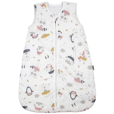 Abbildung von TupTam Baby Ganzjahresschlafsack 2.5 TOG, OEKO TEX zertifiziert, wattiert, Unisex, atmungsaktiv, Farbe: Feen Tiere Gelb Rosa Blau Grau, Größe: 104 110