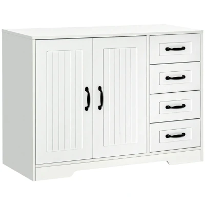 Abbildung von Sideboard Beistellschrank mit 4 Schubladen, verstellbarem Einlegeboden