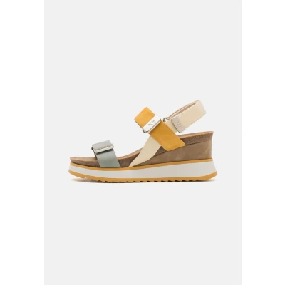 Abbildung von XTI Plateausandalette, Damen, Größe: 39, Yellow Schuhe