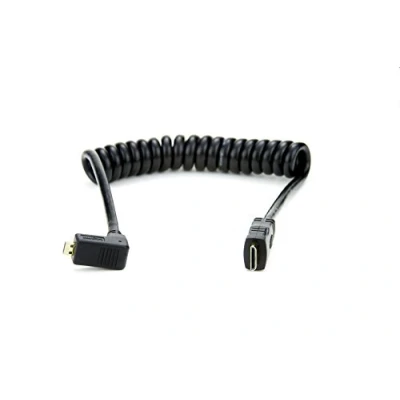 Abbildung von Atomos ATOMCAB006 Rechtwinkel HDMI Spiralkabel (Micro auf Mini HDMI), schwarz