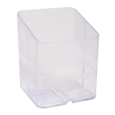 Abbildung von Exacompta 67723D 10er Pack Premium Stiftehalter Pen Cube mit 2 Fächern für mehr Ordnung auf dem Schreibtisch Stifteköcher Stiftebox Aufbewahrungsbox Organizer kristall