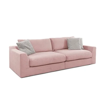 Abbildung von CAVADORE Big Sofa Fiona / Megasofa in Cord mit tiefen Sitzflächen und weicher Polsterung Cordsofa 276 x 90 109 Cordstoff Altrosa