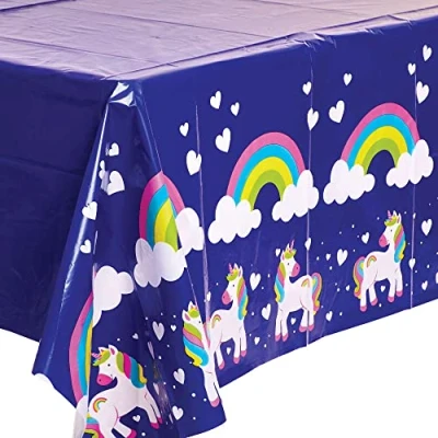 Abbildung von Baker Ross FC975 Abwischbare Regenbogen Einhorn Tischdecke 1 Stück, Partytischdecke für den Kindergeburtstag,