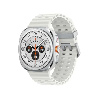 Abbildung von Samsung Galaxy Watch Ultra (2025) Smartwatch mit AI, Fitness Uhr, Marine Band, Titan Gehäuse, Schnellbutton, Dual GPS, 64 GB Speicher, 47 mm, LTE, Titanium White, 3 Jahre Herstellergarantie