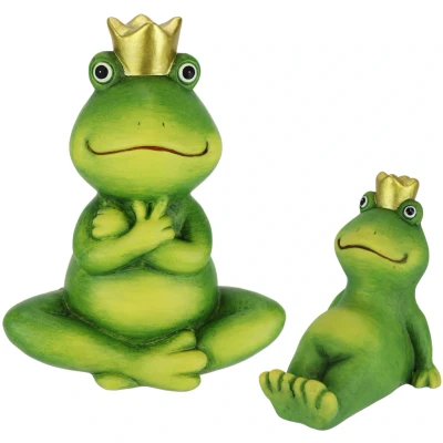 Abbildung von I.GE.A. Dekofigur &quot;Deko Garten Figur Froschkönig&quot;, 2er Set Frosch mit Krone Gartendeko Tierfigur Deko Statue Gartenfigur