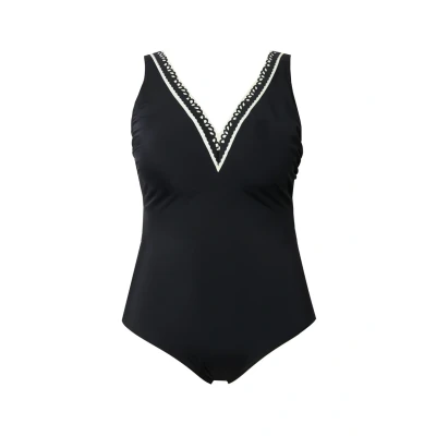 Abbildung von Ulla Popken Printed Neckline Badeanzug, Damen, Größe: 42, Black