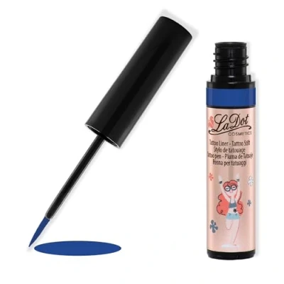 Abbildung von LaDot Tattoo Liner für Kinder und Erwachsene, wasserfester Body Arm, temporäre fake Tattoos zum Selbstgestalten Verzieren, Vegan hypoallergen, 4 ml, Blau