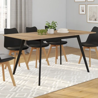 Abbildung von IDMarket Skandinavischer Tisch, ausziehbar, Inga 120 160 cm, Holzplatte, schwarze Füße