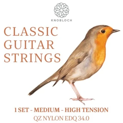 Abbildung von KNOBLOCH STRINGS Spanische Gitarrensaiten EDQ34.0 ERITHACUS Mittel Hochspannung Double Silver Nylon Reines Höhen, natürlicher und sinnlicher Klang Saitenset für Flamenca Klassik